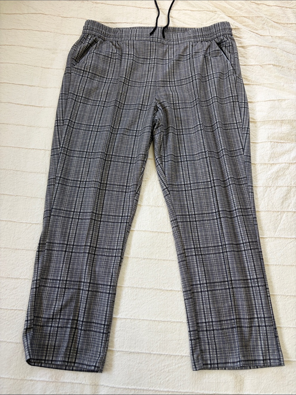 Zac & Rachel Grey Glen Plaid Pull-On Ankle Pants Trousers Size XL Stretch